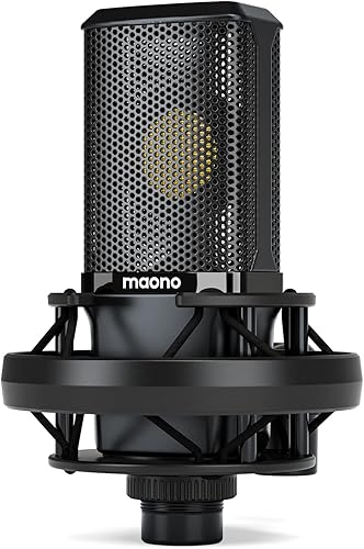 Micrófono XLR de condensador Maono con diafragma grande de 34mm, micrófono de estudio cardioide profesional para podcasting, grabación, streaming,