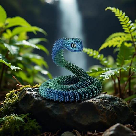 Joycabin 3D Printed Animals, 3D Printed Snake Fidget Toy, Articular Mobility 3D Printed Animal, Fidget Mini Animals Toy Articular Mobility Toys for Adults and Kids Autism/ADHD (60cm - Blue Green)