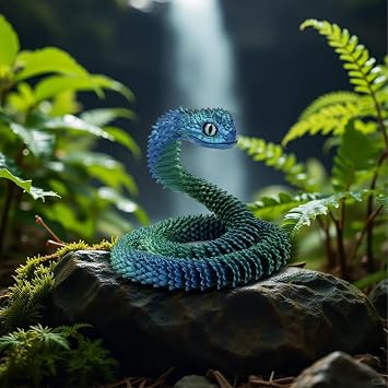 Joycabin 3D Printed Animals, 3D Printed Snake Fidget Toy, Articular Mobility 3D Printed Animal, Fidget Mini Animals Toy Articular Mobility Toys for Adults and Kids Autism/ADHD (60cm - Blue Green)