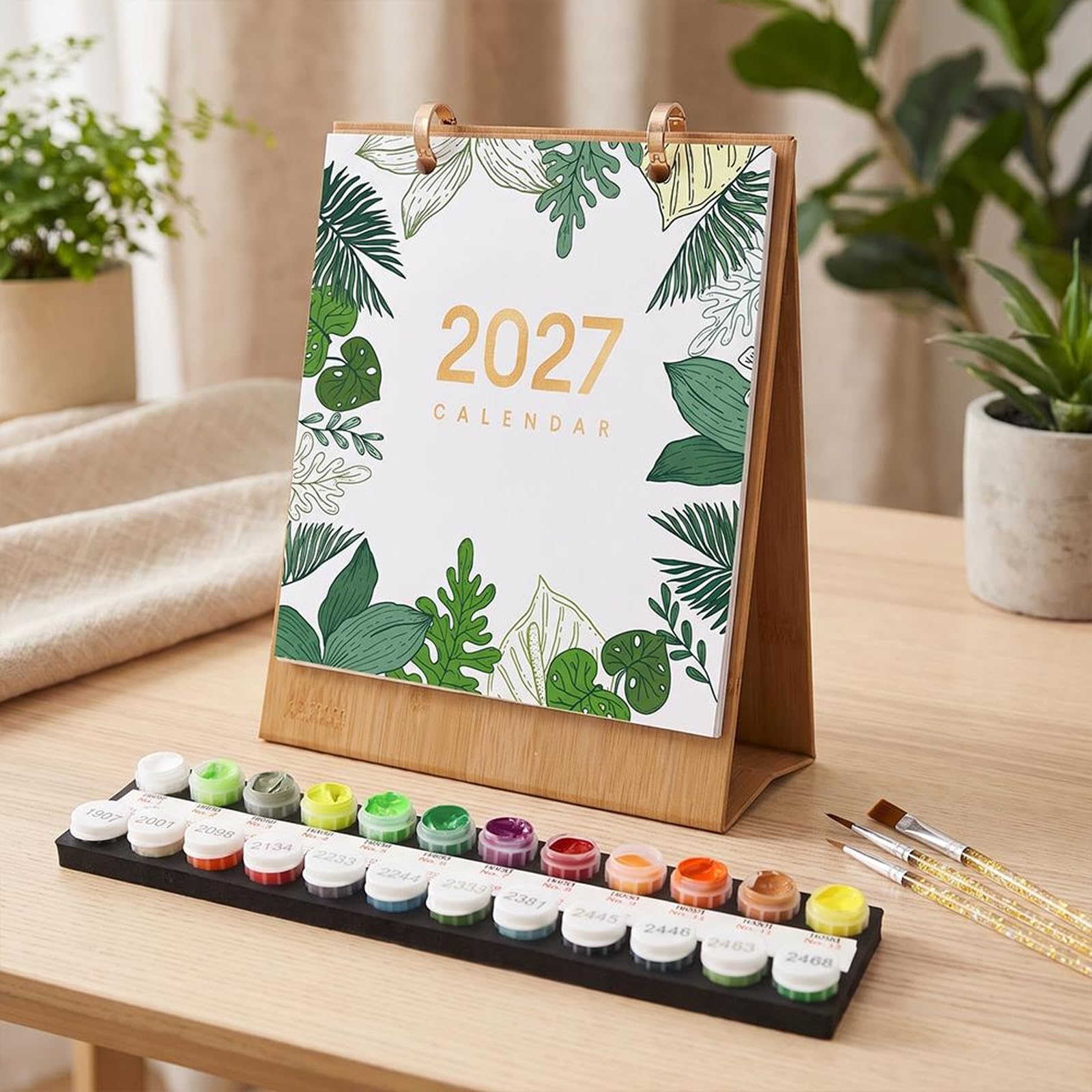 Paint by Numbers Calendar 2027, Flower Paint by Number Calendar (Green)