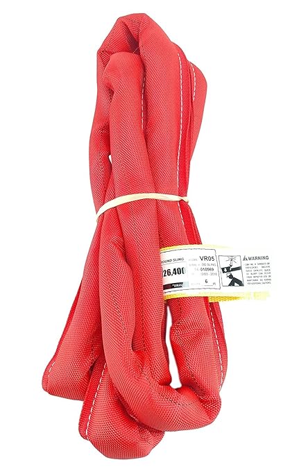 Chenango Supply USA Made VR5 X 6' Red Slings 4'-30' Lengths in Listing, Double PLY Cover Endless Round Poly Lifting Slings, 13,200 lbs Vert, 10,560 lbs Choker, 26,400 lbs Basket (USA Polyester) (6 FT)