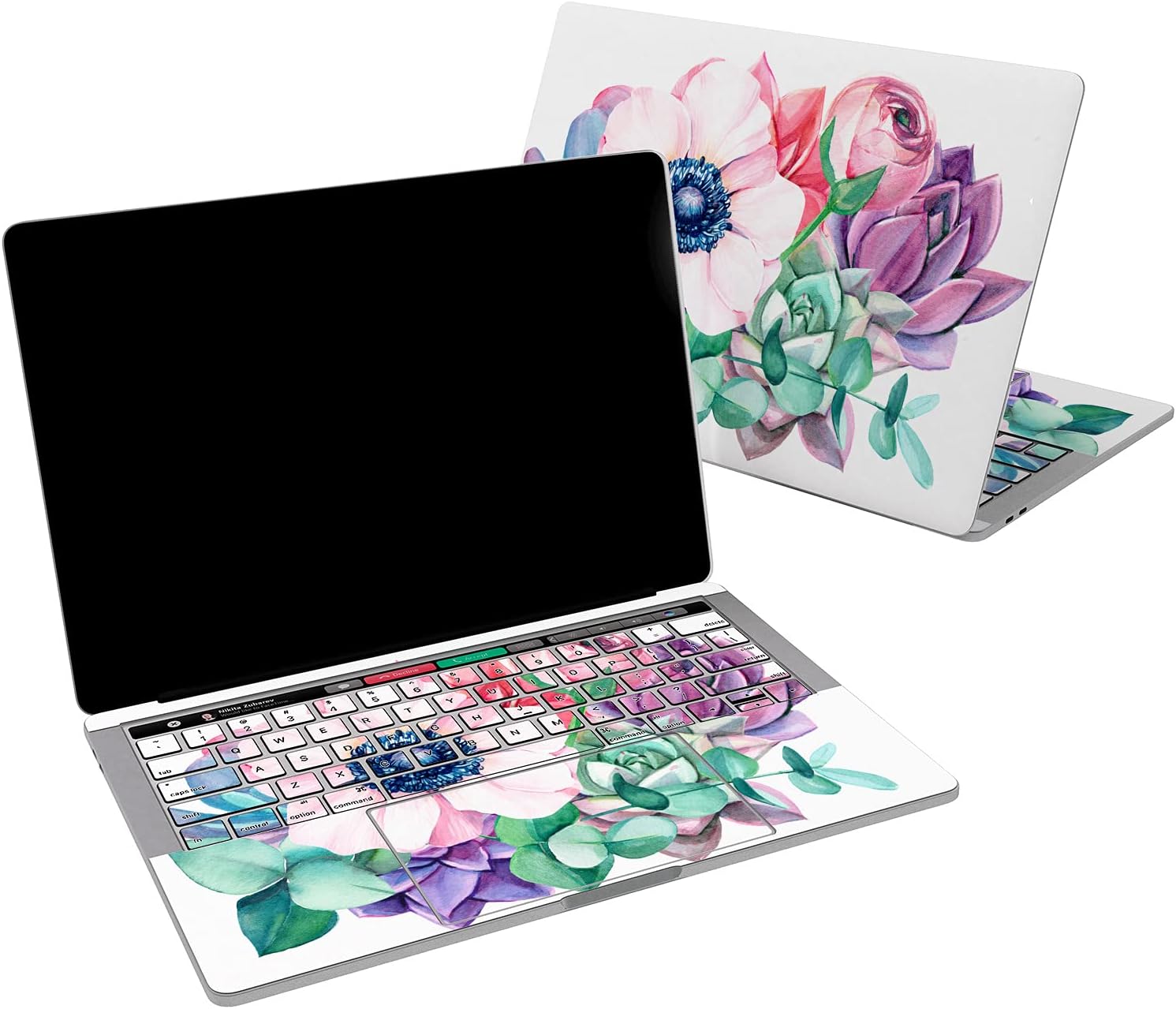 Vinyl Decal Skin Compatible for MacBook Pro 16 M3 M2 M1 14 2023 Air 15 2022 Retina 2020 Air 13 Mac 12 Cover Pink Rose Bouquet Laptop Succulent Flower Print Floral Sticker Design Anemone
