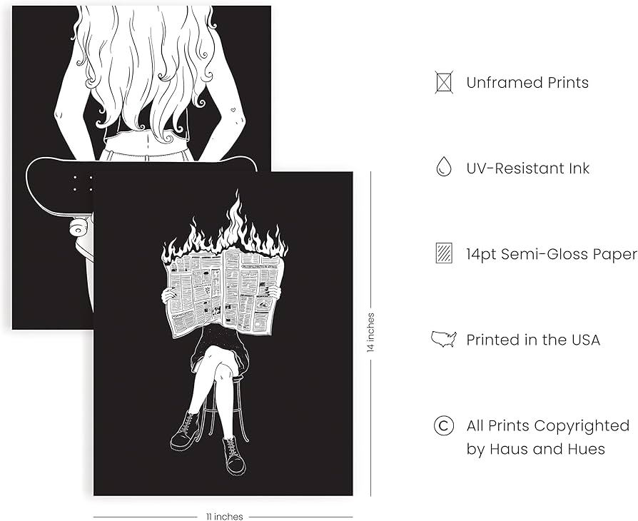 Edgy Black and White Art Prints - By Haus and Hues | Set of 4