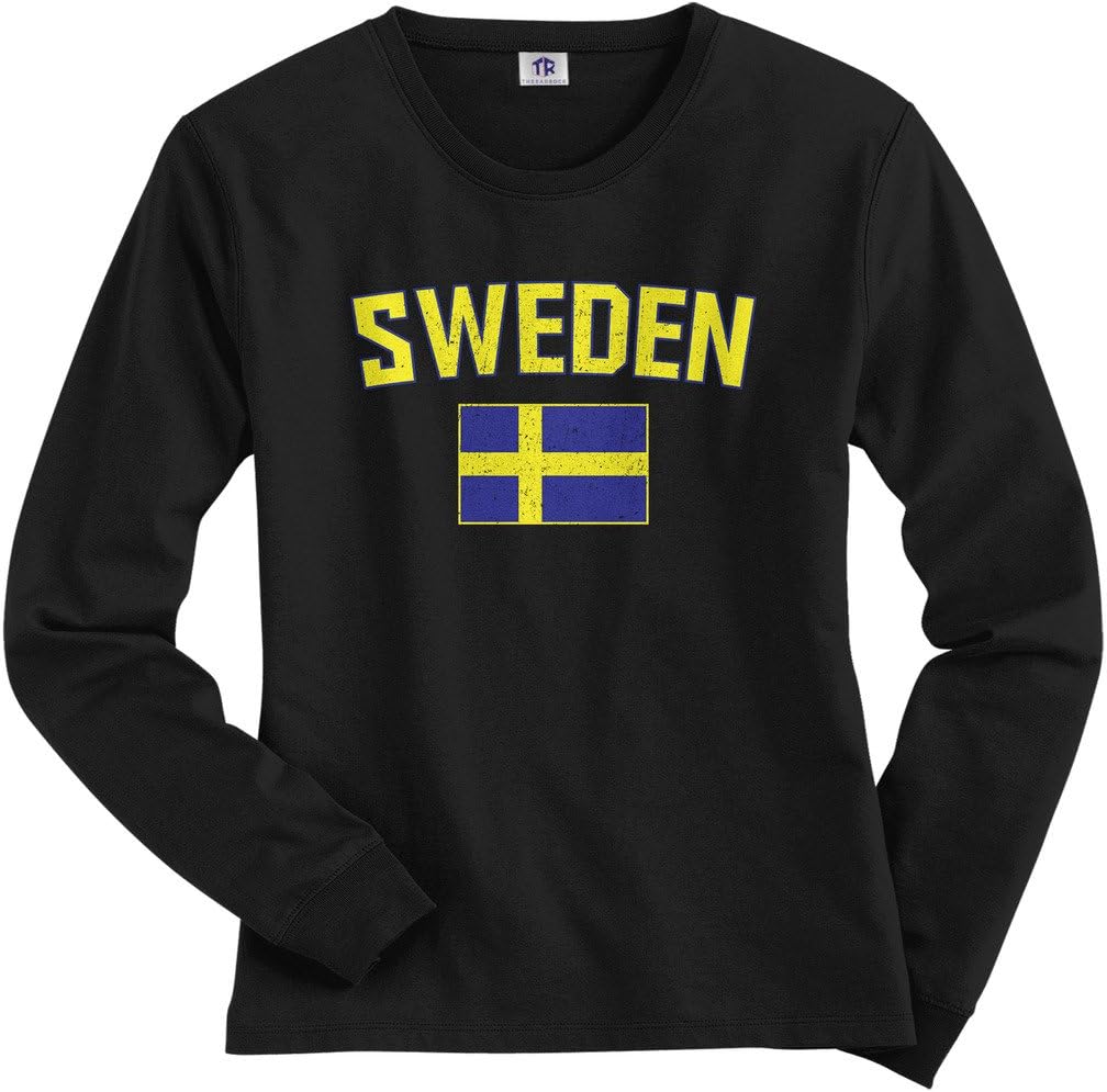 Threadrock Women's Sweden Flag Long Sleeve T-Shirt
