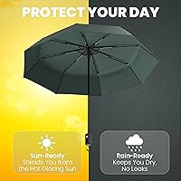 Vista 29 de Rain-Mate Paraguas compactos resistentes al viento para la lluvia, diseño de costilla de fibra de vidrio reforzada fuerte y apertura y cierre 1.Negro