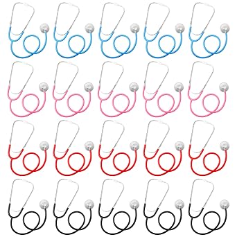 Hanaive 20 Pcs Stethoscope Toys Bulk for Role Play, 4 Color