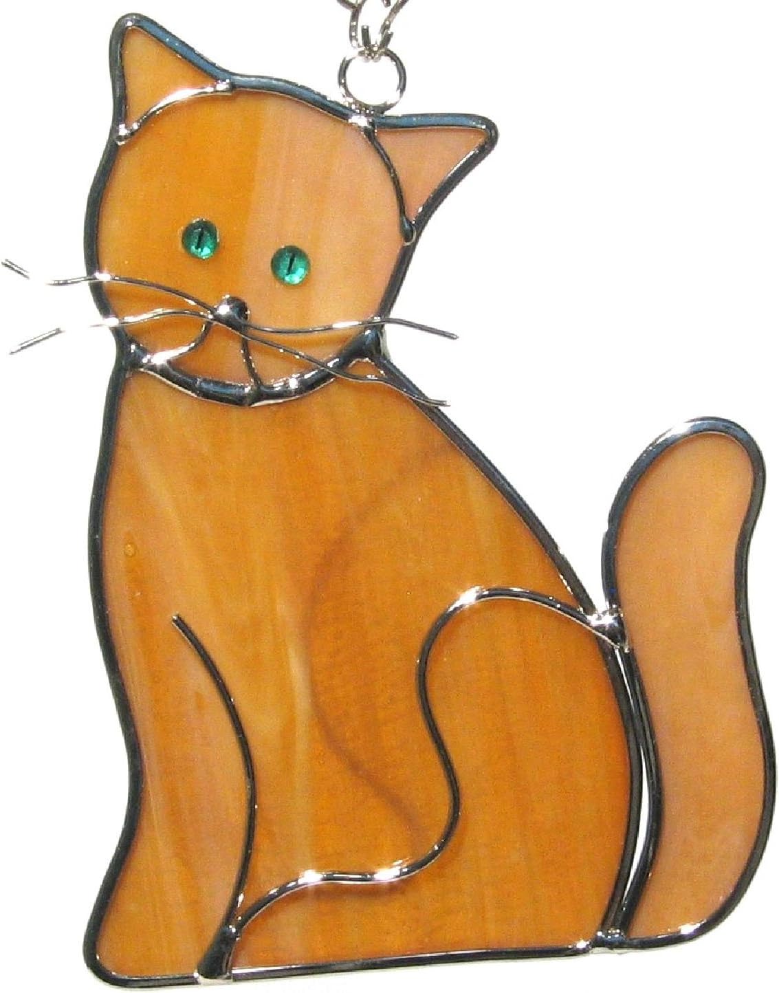 Studio One Art Glass Kitty Suncatcher Tan Patio, Lawn