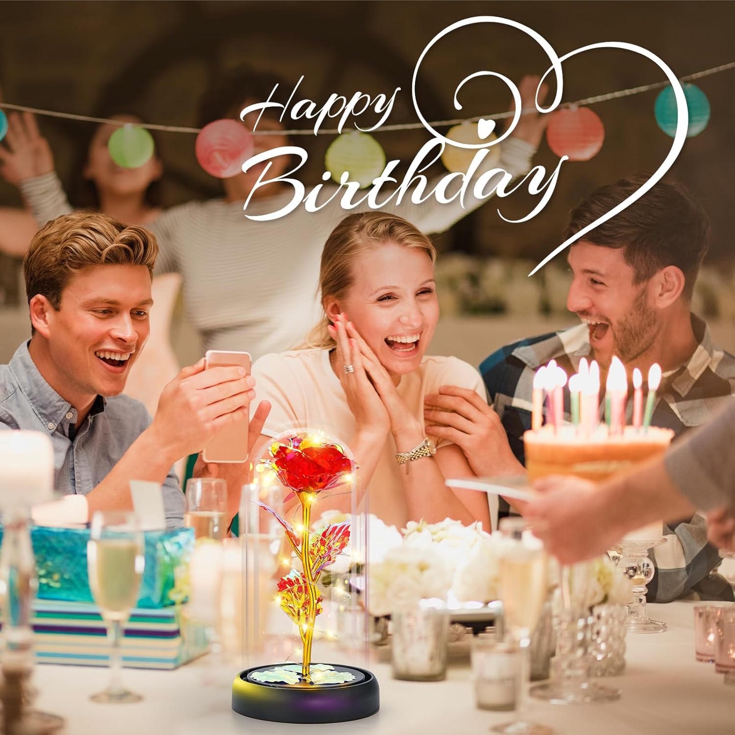 Otlonpe Valentines Day Flower Gifts for Her, Preserved Forever Glass Light Up Rose Gifts for Wife Girlfriend Women Mom Grandma Daughter Sister, Mothers Day Christmas Birthday Womens Gift (Red) - Image 8