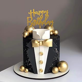 Suit Cake Topper Boss Cake Decorations with Golden Balls for Birthday Fa...