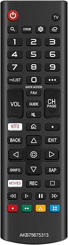 AKB75675313 Replaced Remote fit for LG TV 43UN7300PUF 43UN7300PUC 43UN7300AUD 43UN7300PUD 43UN7100PUA 43UN7000PUB 43UN6950ZUA 43UN6951ZUA 49UN7300PUC 49UN7300PUF