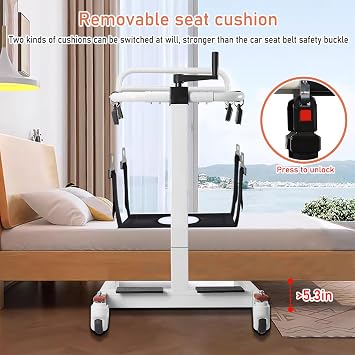 Patient Lift aid Transfer Chair Bedside Commode, Wheelchair to Car Transfer Devices, Bedridden Elderly Disabled Care, Toileting and Bathing