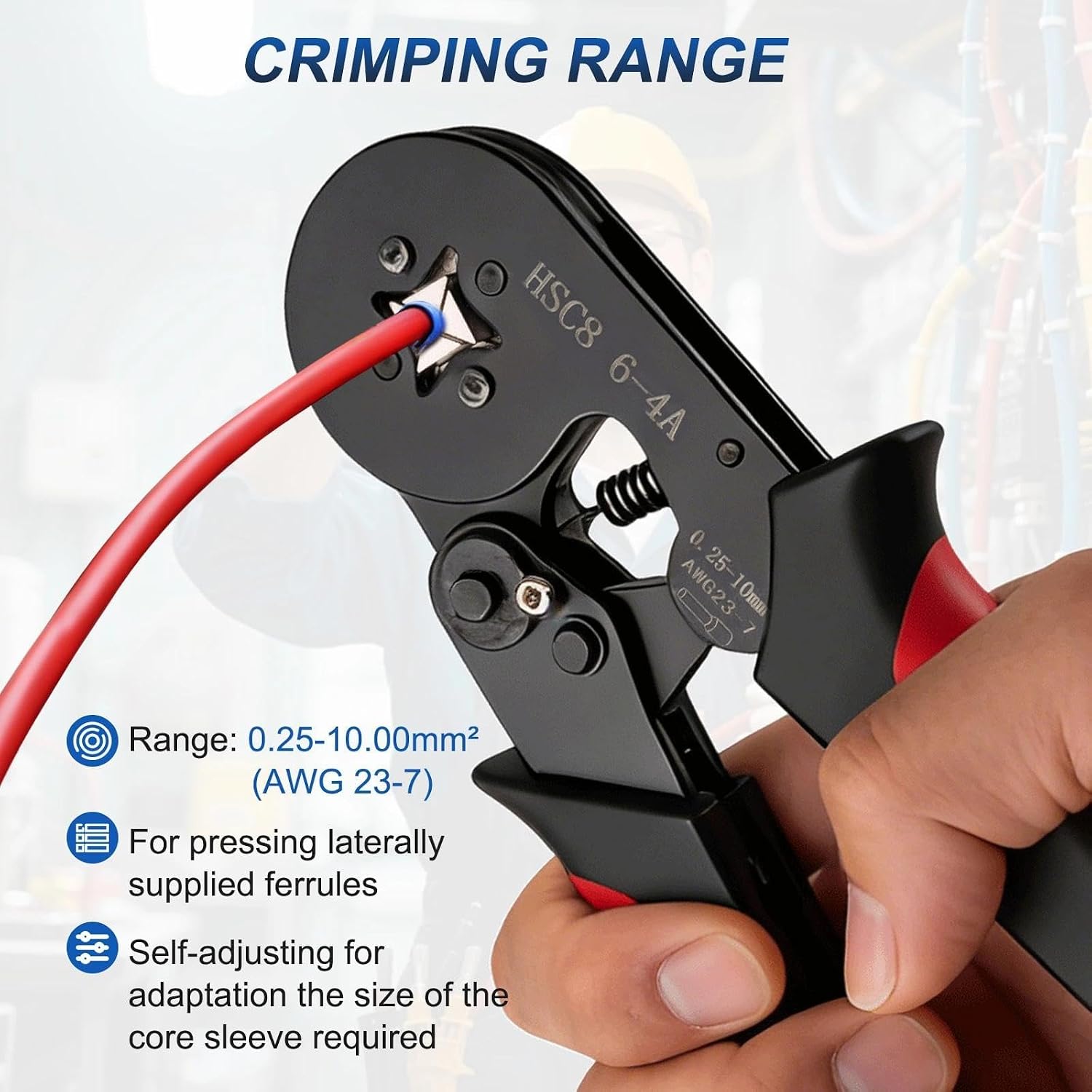 Ferrule Crimping Tool Kit, Wire Ferrules Kit Crimper Pliers with 1800PCS Wire Ends Terminals for AWG 23-7 (0.25-10mm²) Gauge, Self-Adjusting Ratchet Pliers for Audio, Automotive, DIY