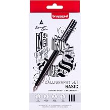 Bruynzeel Calligraphy Set Basic | Calligraphy for Beginners | Fountain Pen Set with 4 Nibs, 3 Black Ink Cartridges and Ink Converter + Instructions English language not