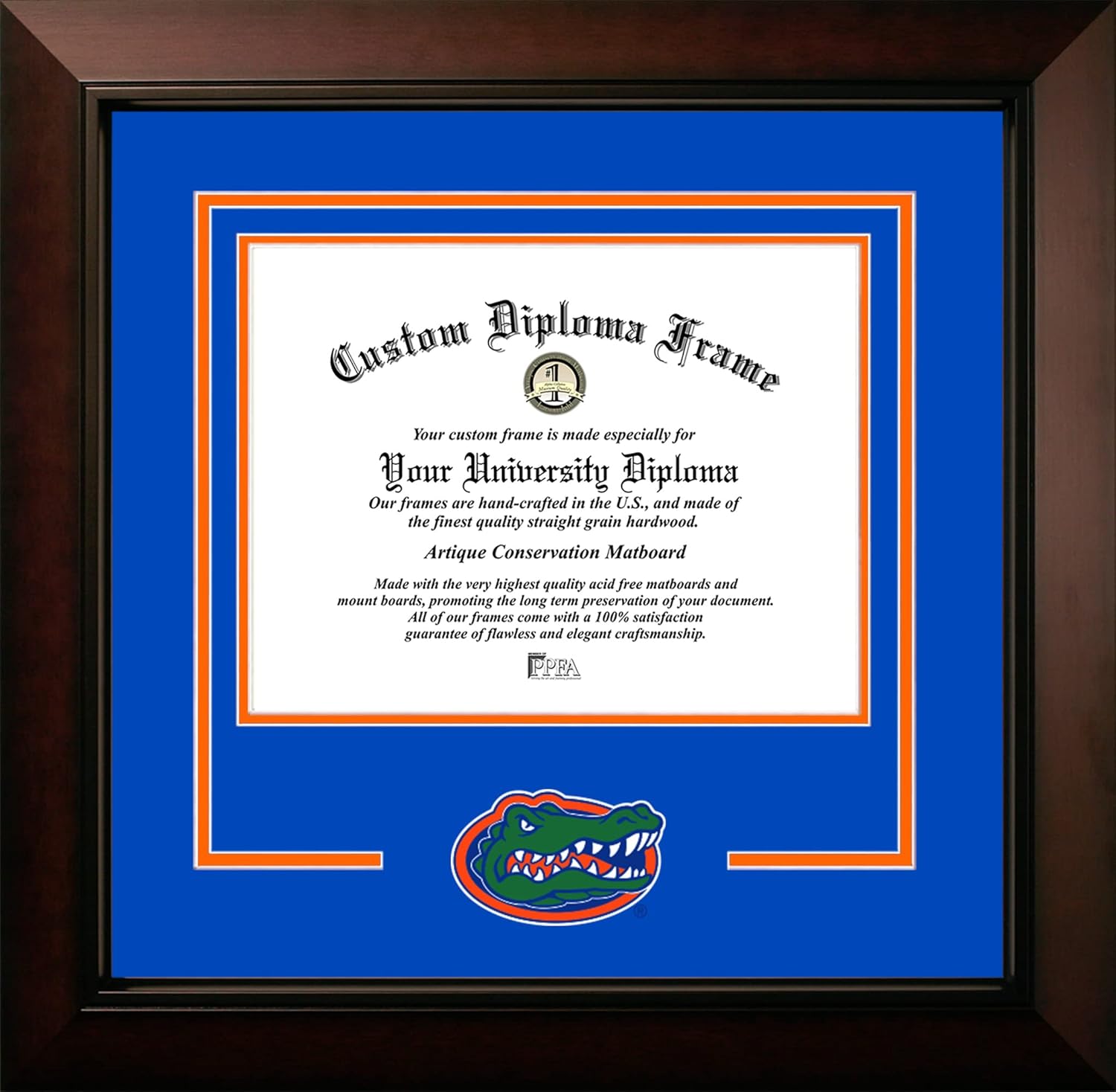 Campus Images University of Florida Gators 16w x 11.5h Legacy Black Cherry Spirit Logo Diploma Frame