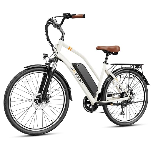 Jasion CB1 Electric Bike for Adults, 1000W Motor Peak Ebike, 450Wh Removeable Battery, 26'' City Cruiser Bicycle, 22 MPH Commuter Women Ebike, 7-Speed Gear