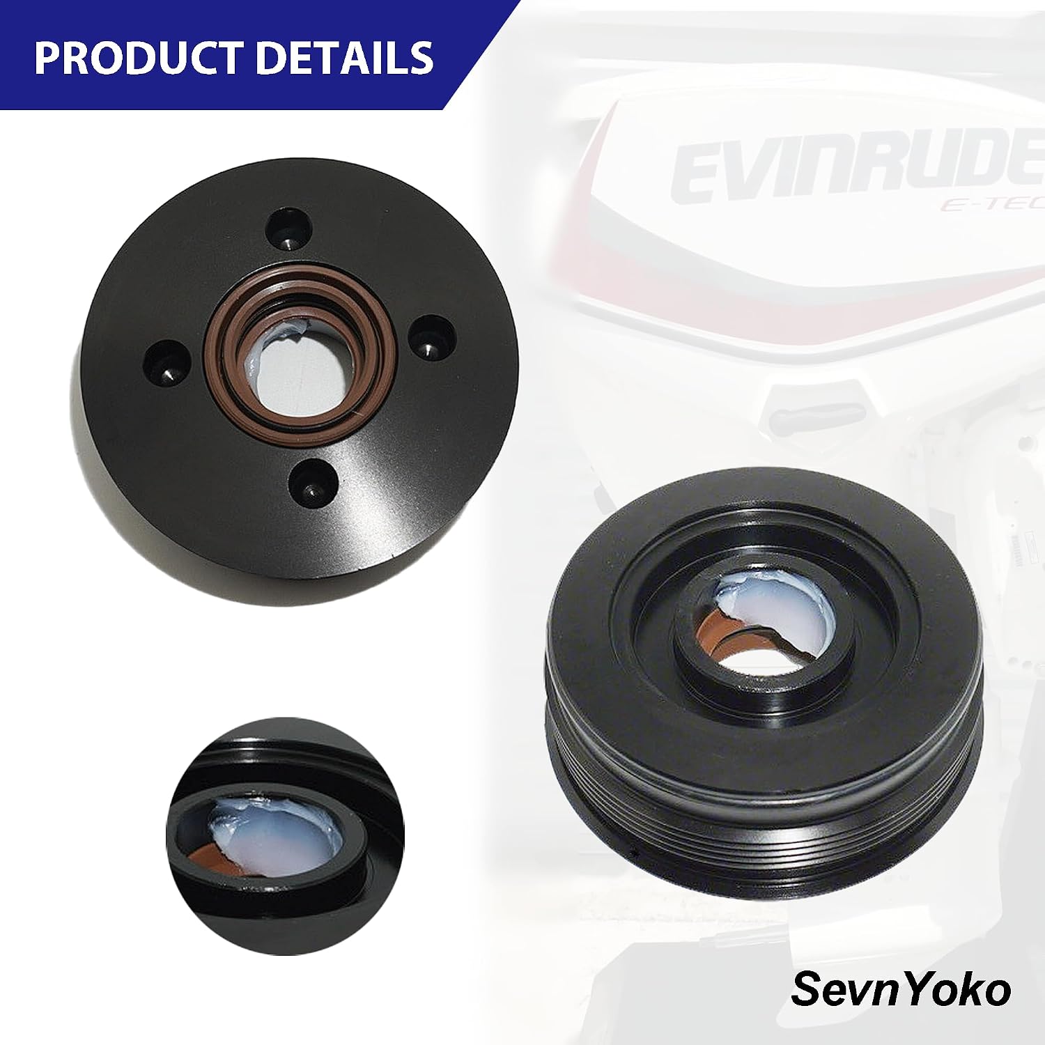 Trim Piston Repair Seal Kit Compatible with 2004-2012 Evinrude E-TEC 3 Cylinder & V4 Engines, Replaces 5008985 5008773 5005756 5007776 5008949 - Hydraulic Trim Cylinder Seal Set