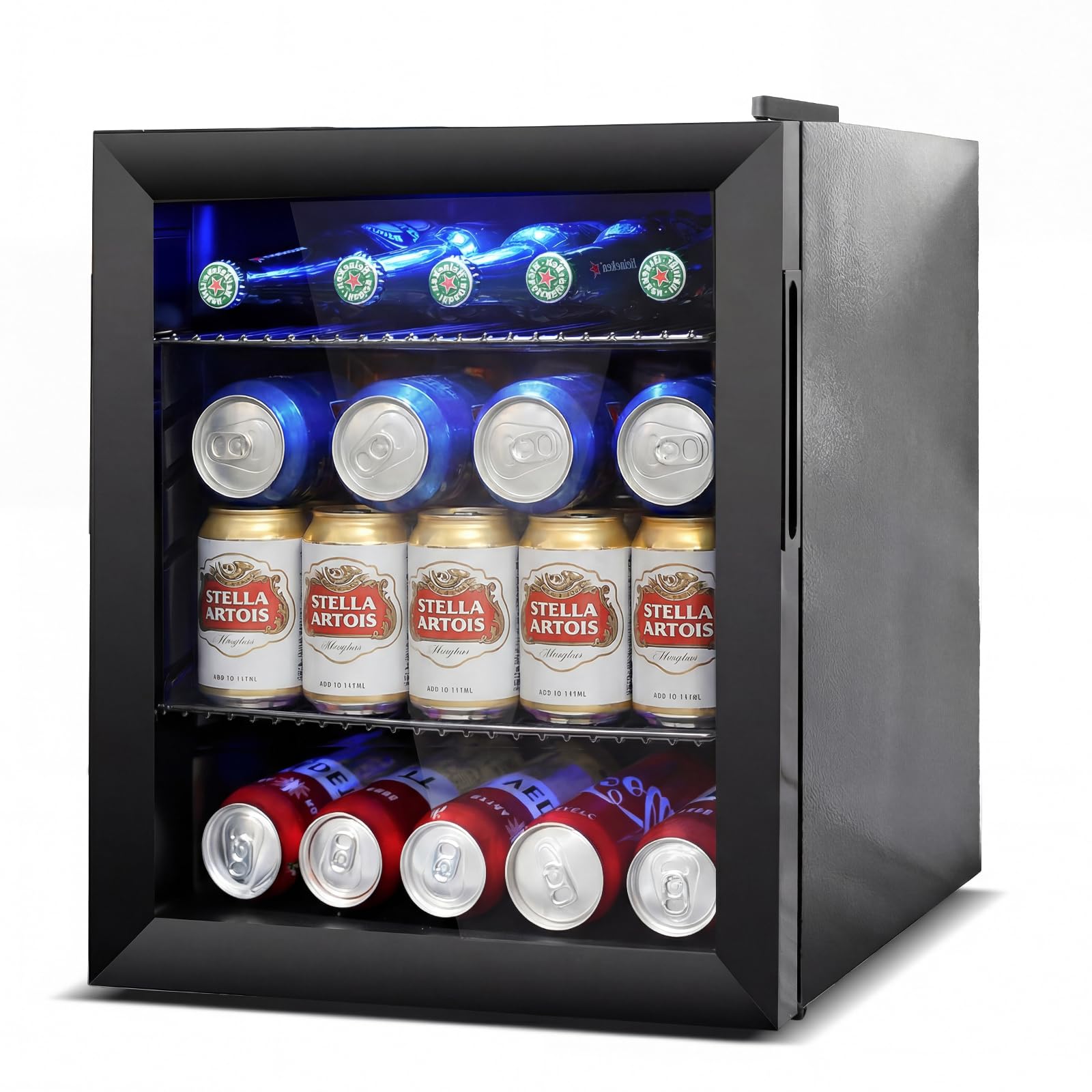 50 Can Mini Beverage Refrigerator - Small Beverage Fridge with Glass Door for Soda Beer Wine – Countertop Drink Cooler for Home, Dorm, Office or Bar, Electronic Temperature Control，1.4cu.ft.Black