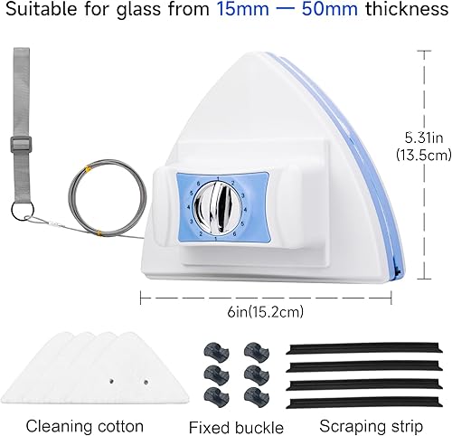 Miniatura 6 de El limpiador de ventanas de doble cara con fuerza magnética ajustable de 6 niveles es adecuado para edificios de gran altura al aire libre y