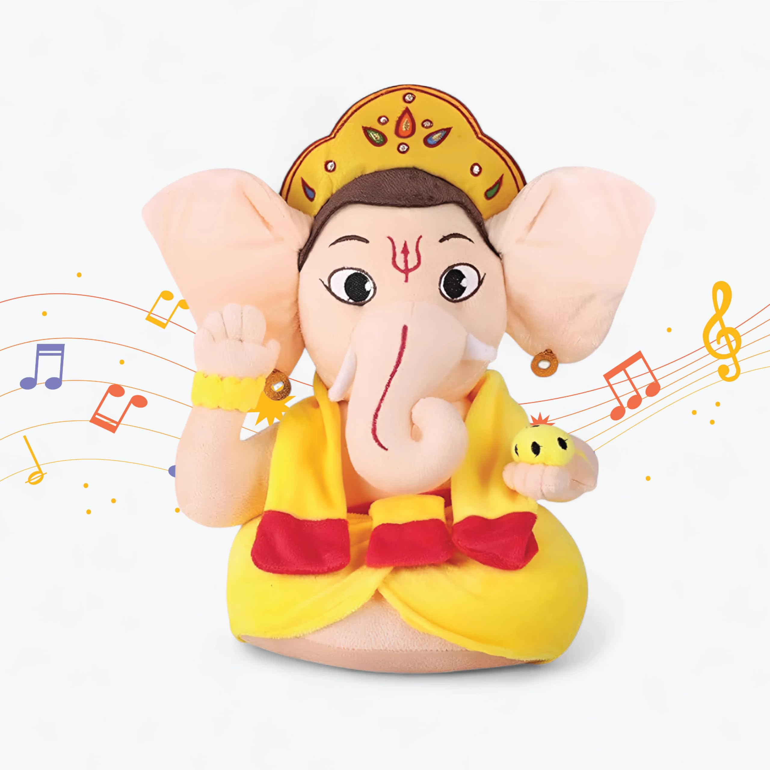 Mantra Chanting Soft Toy (30 Cm) Lord Ganesha Mantra Musical Soft Toys | Medium Size Soft Plush Toy | Baby Ganesha Toy with Info Booklet & Instruction | Best Gift for Infants, Kids, Babies