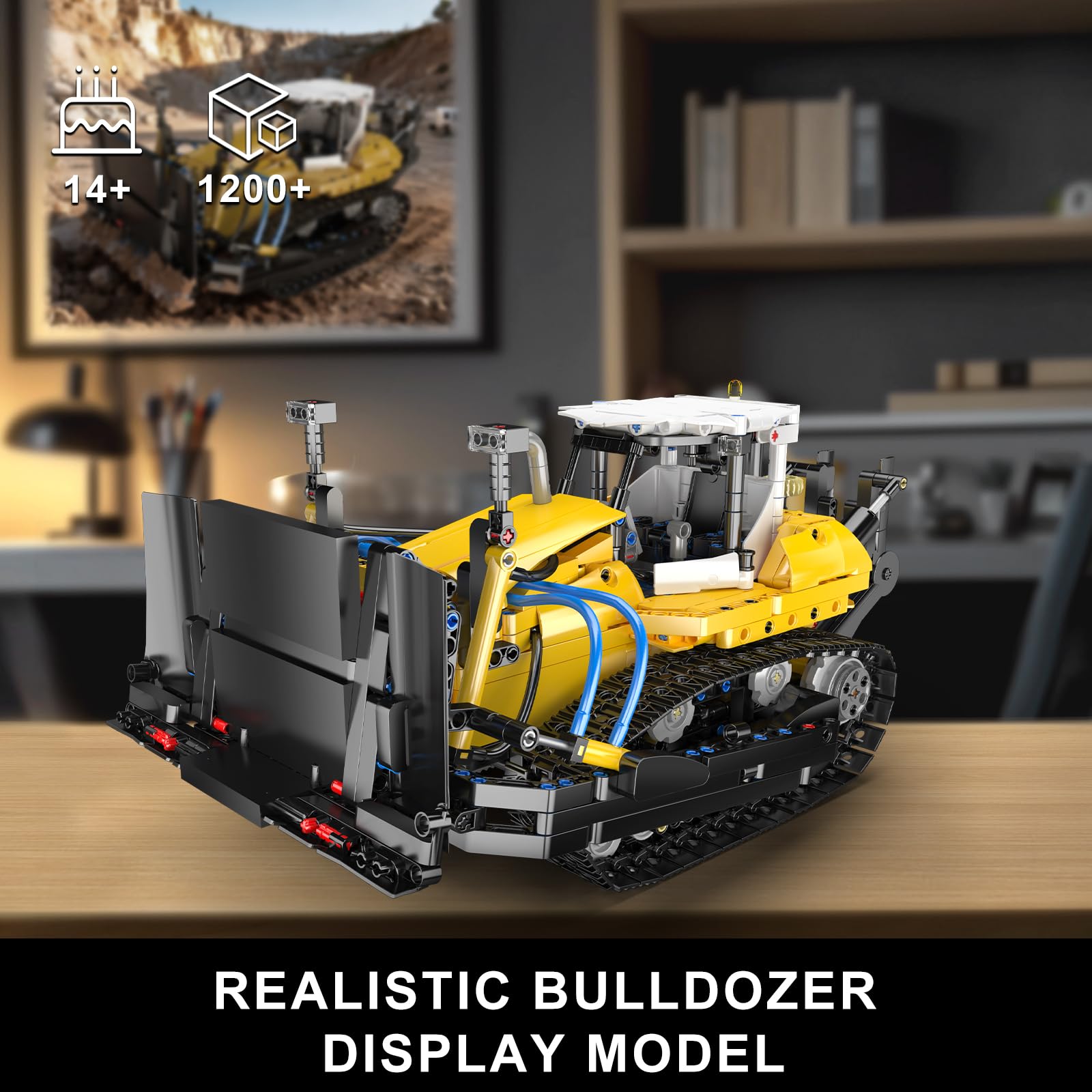Mould King 19019 Technik Bulldozer Bausatz, Statisches Ketten-Baumaschine Modell, Klemmbausteine Bauspielzeug für Erwachsene & Jugendliche (1200 Teile)