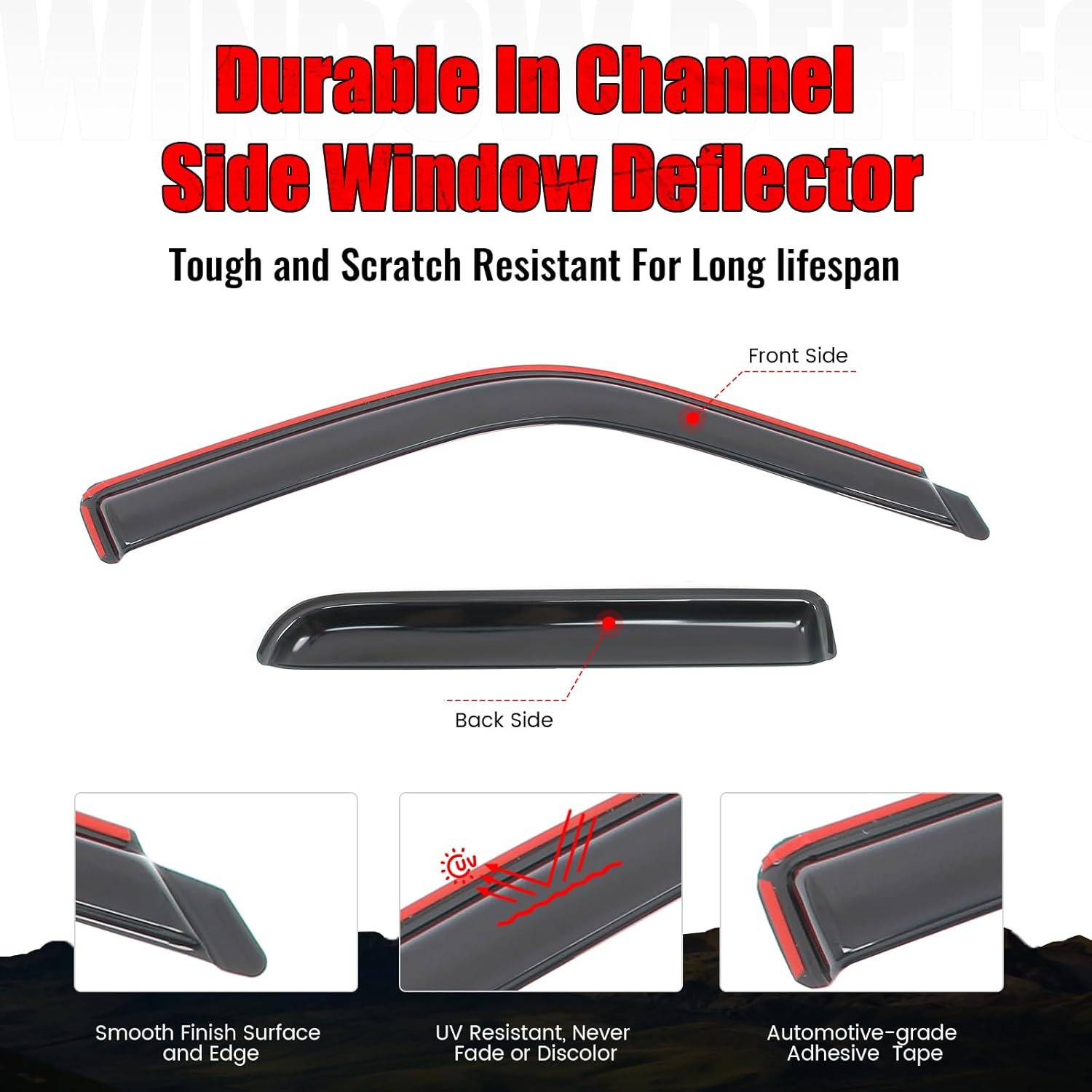IKON MOTORSPORTS in Channel Window Visors Compatible with 2001-2003 Ford F-150 Crew Cab & 2002-2003 Lincoln Blackwood, Slim Style Acrylic Smoke Rain Guards, Side Window Wind Deflectors 4PCS