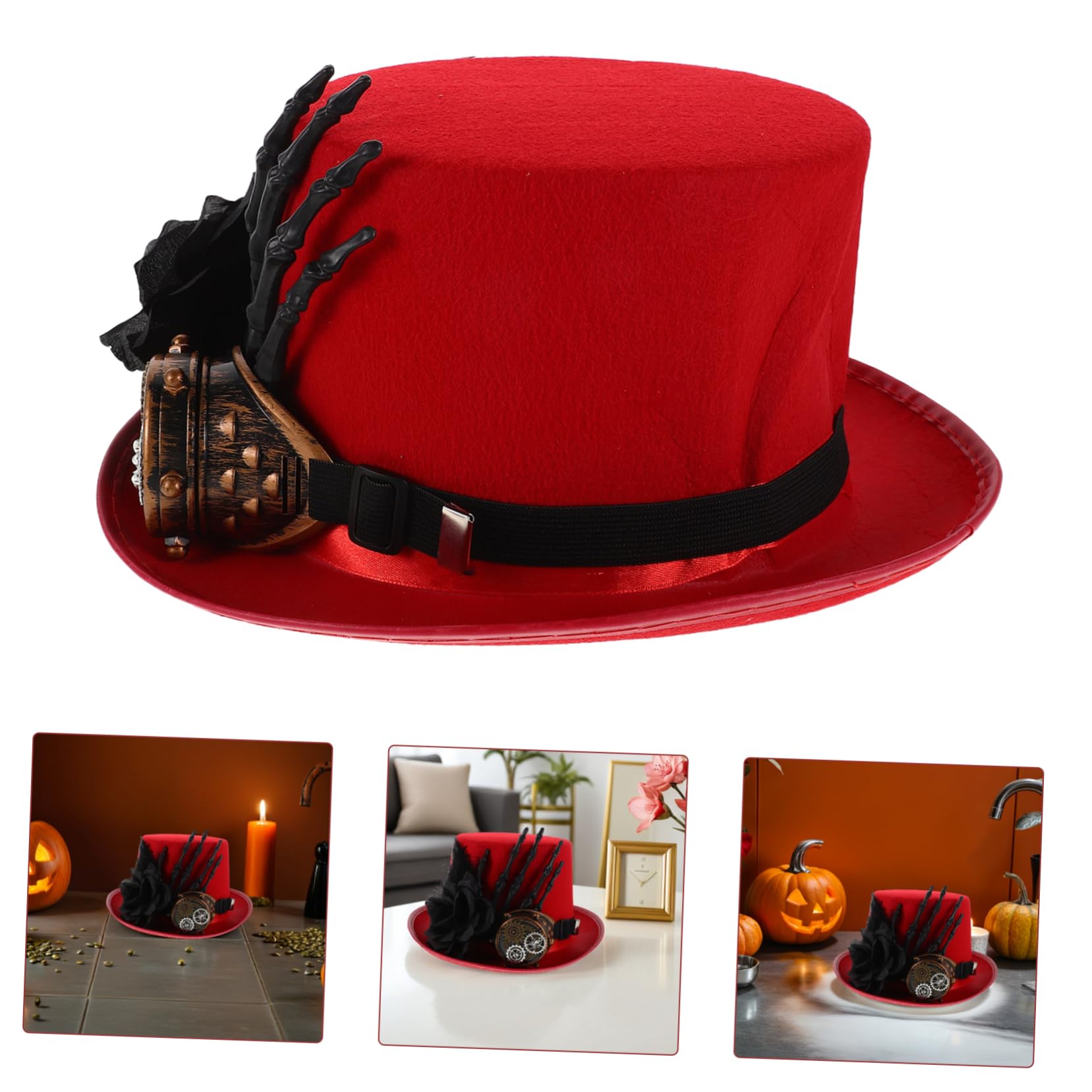 Healeved Sombrero de Copa de Halloween Diseño Steampunk con Calavera y Gafas para Fiesta de Cosplay para Hombres y Mujeres