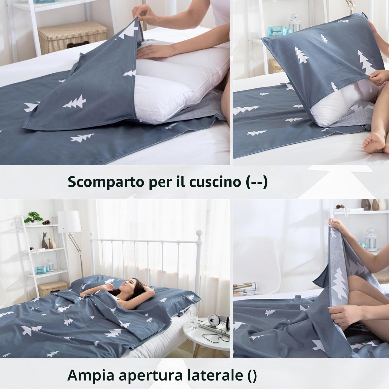 Azarxis Sacchi a Pelo in Puro Cotone per Viaggio - Leggeri e Igienici per Campeggio, Hotel, Treno, Camper