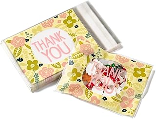 100pcs OPP Cellophane Bags Word Thank You 6.38x3.90inch Self Adhesive Sealing Treat Bags Small Jewelry Storage Bags for Earrings Candy Bakery Candle Soap Cookie Gift Wrapping