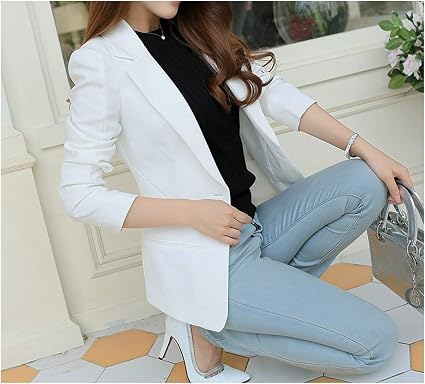 Blazer Blazer - Chaqueta de Manga Larga para Mujer, Color Rosa, Azul, Blanco  y Negro - - X-Large: Amazon.es: Ropa