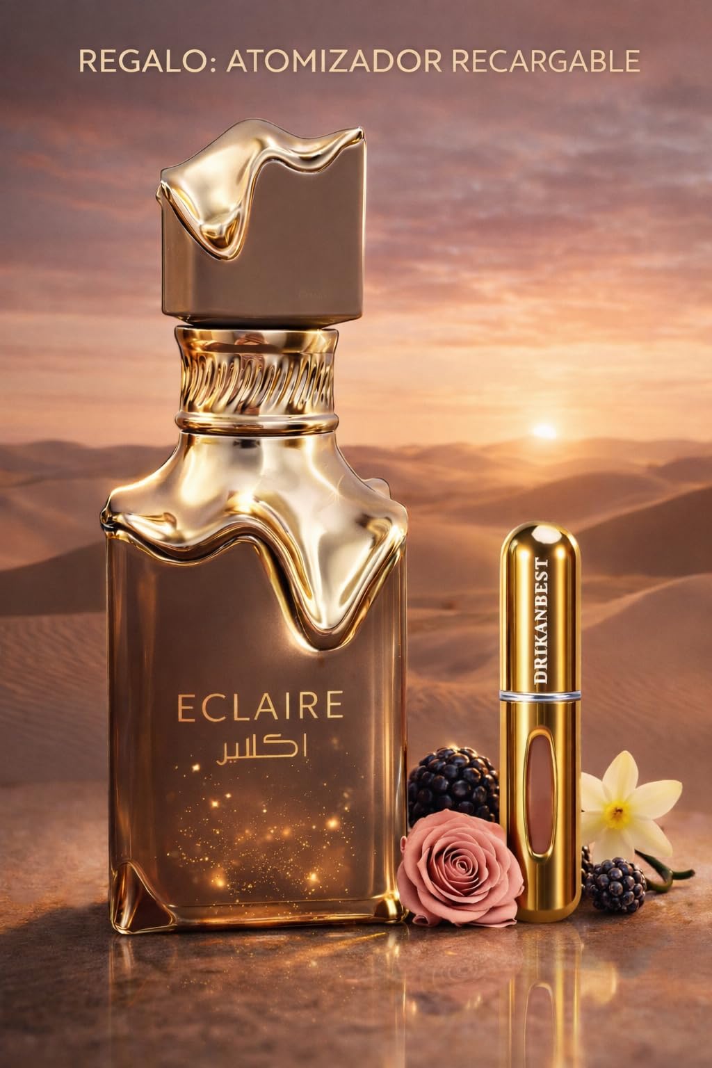 Perfume Eclaire 100ml,Fragancia Femenina Dulce con Notas de Caramelo y Miel + Regalo Atomizador Recargable 5ml Drikanbest
