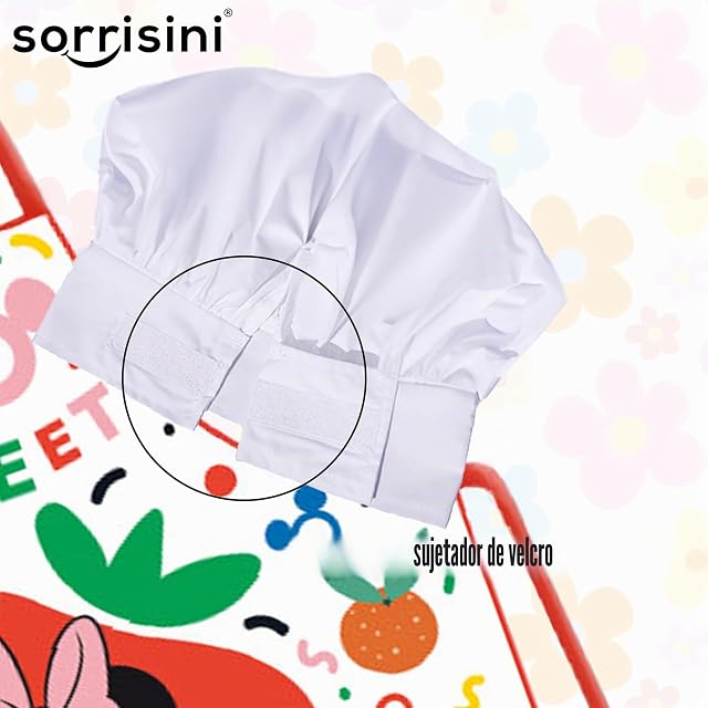 Foto 8 de 8 de Sorrisini Delantal y Gorro de Cocinero Ajustable para Niños y Niñas, Mandil Infantil de Cocina para Cocinar