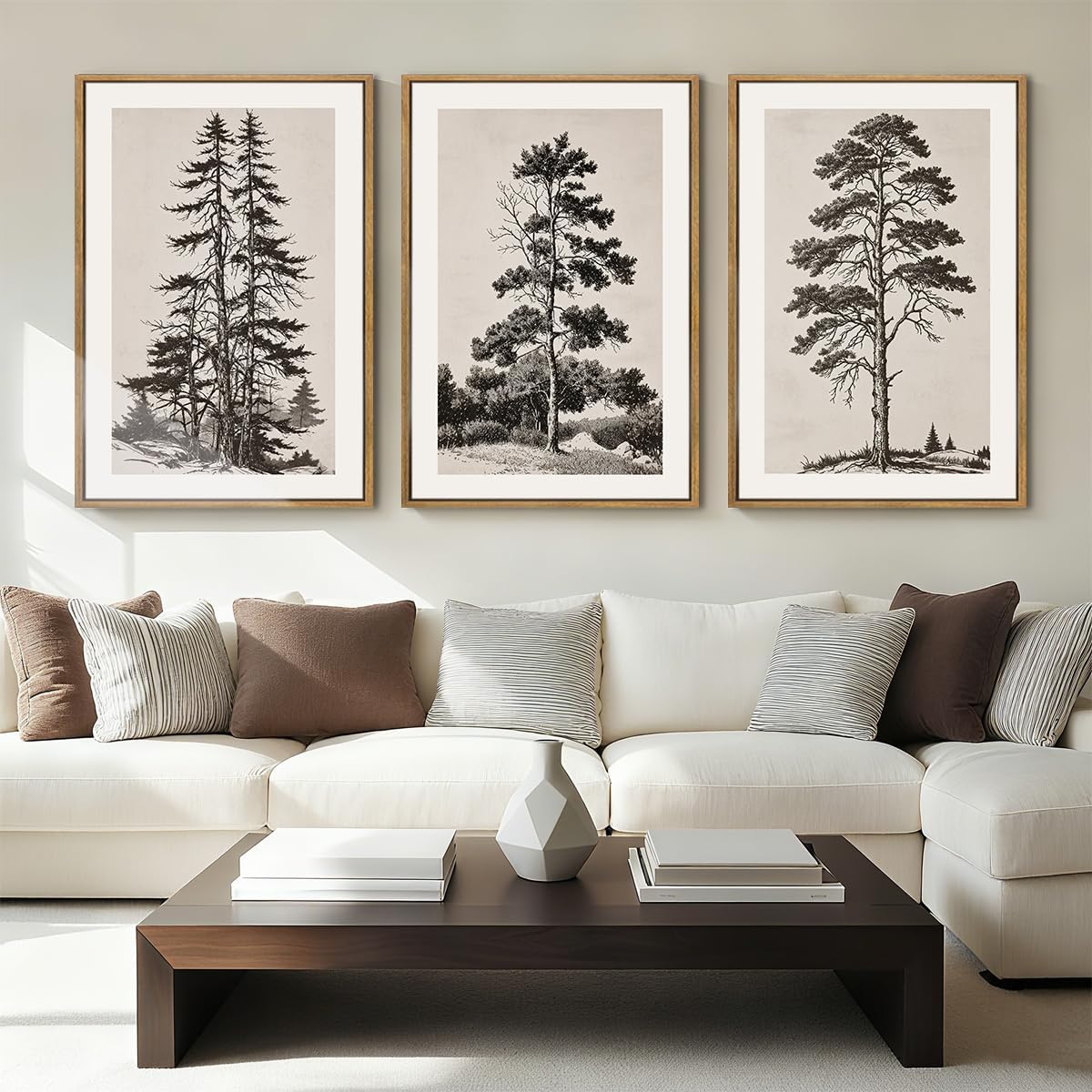 ANHUIB Large Green Wall Art 24x36 Inch Sage Green Abstract Wall Decor Watercolor Abstract Paintings Set of 3 for Living room Bedroom