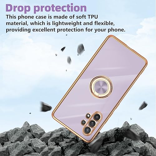 Miniatura 8 de Funda para Galaxy A32 5G, Samsung A32 para mujer, galvanoplastia con borde dorado, elegante de lujo, parte inferior de un solo color, cubierta de