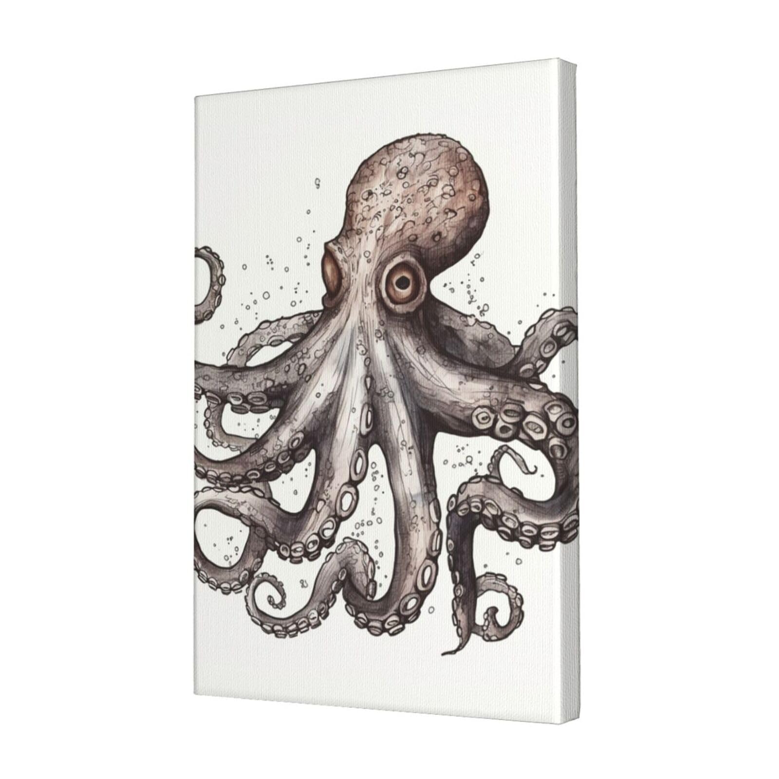 FodPand Octopus Canvas Wall Art for Living Room Wall Decor 12"x18" Modern Artwork Painting Pictures Hanging Canvas Prints Aesthetic Wall Art for Bedroom Bathroom Office Wallart Decor