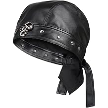 Leather Biker Cap for Women - Adjustable Skull Motorcycle Hat with Snug Fit, Stylish Biker Head Wrap &amp; Riding Cap for Badass Look