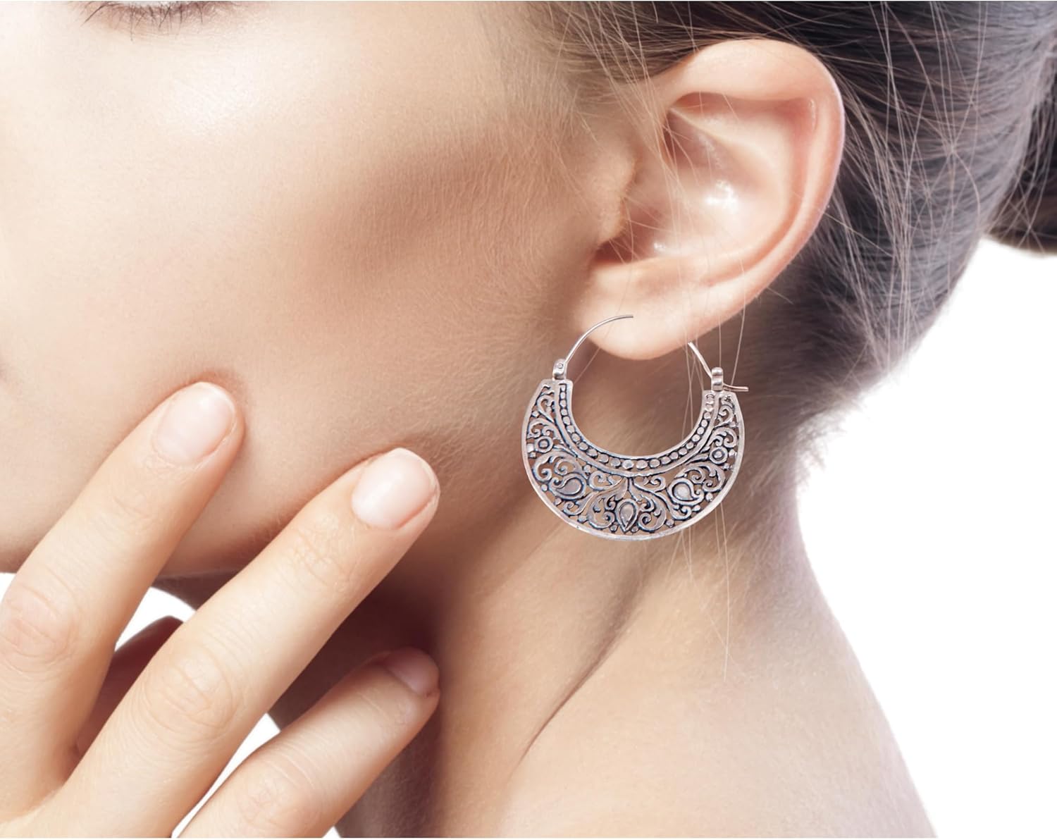 NOVICA Artisan Handmade Sterling Silver Dangle Earrings Leaf Shaped Bali Indonesia Tree [2 in L x 1.2 in W x 0.1 in D] ' Celery Leaves' - Image 3