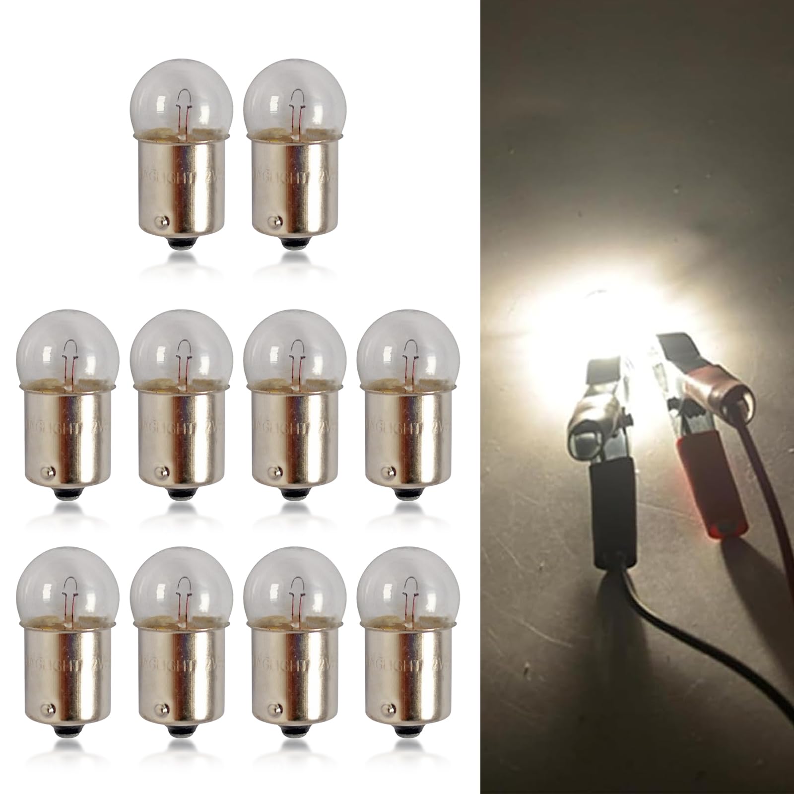 10 PCS Car G1810 Halogen Turn Signal Light, BA15S 12V 5W Wedge Base Super Bright Energy Saving Bulb, Waterproof Shockproof Plug and Play Indicator Light Replacement, Universal for Car (White)