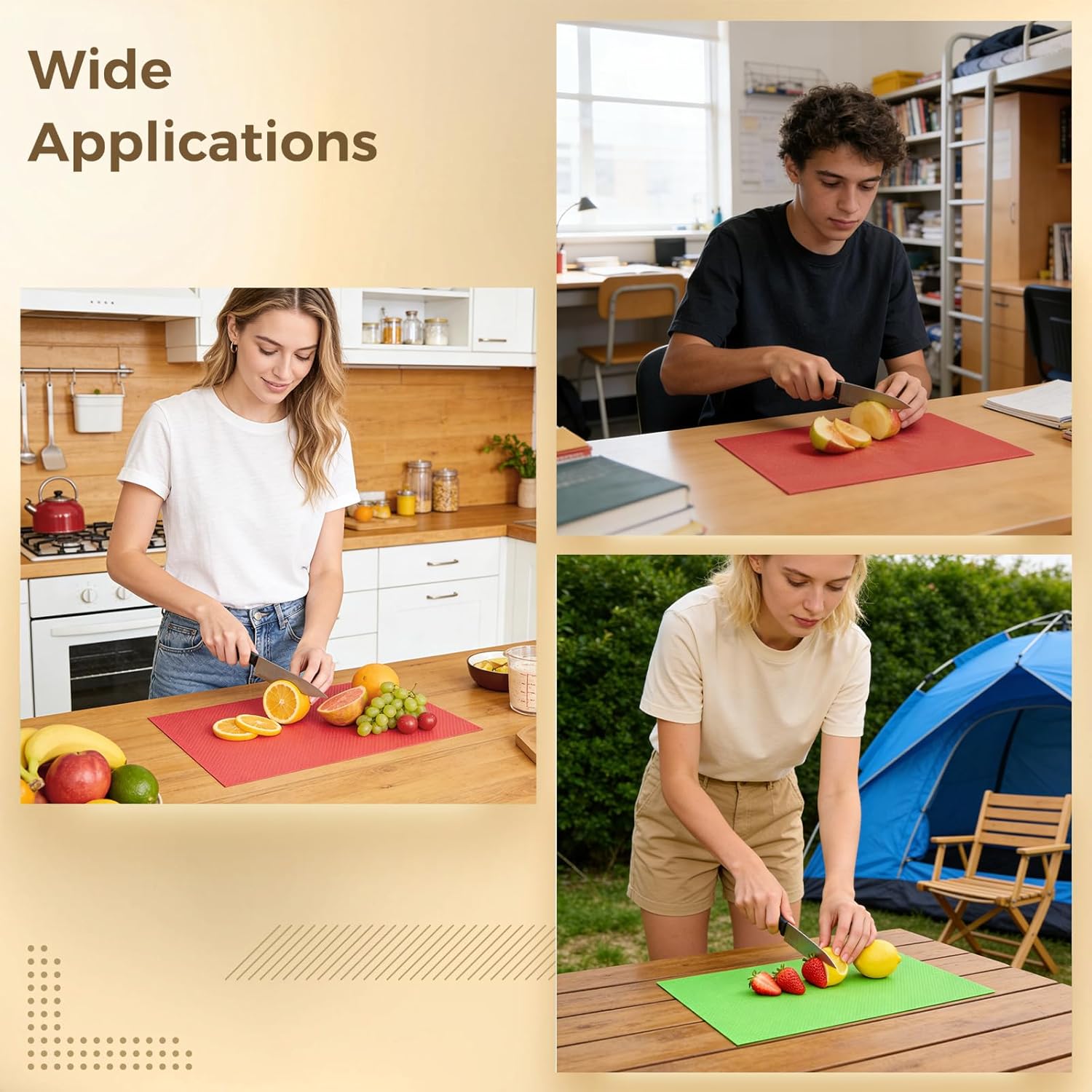 Flexible Plastic Kitchen Mats, 60 Pcs Disposable Cutting Boards, 4 Colors 17X12 Inch, Non-Slip, Foldable