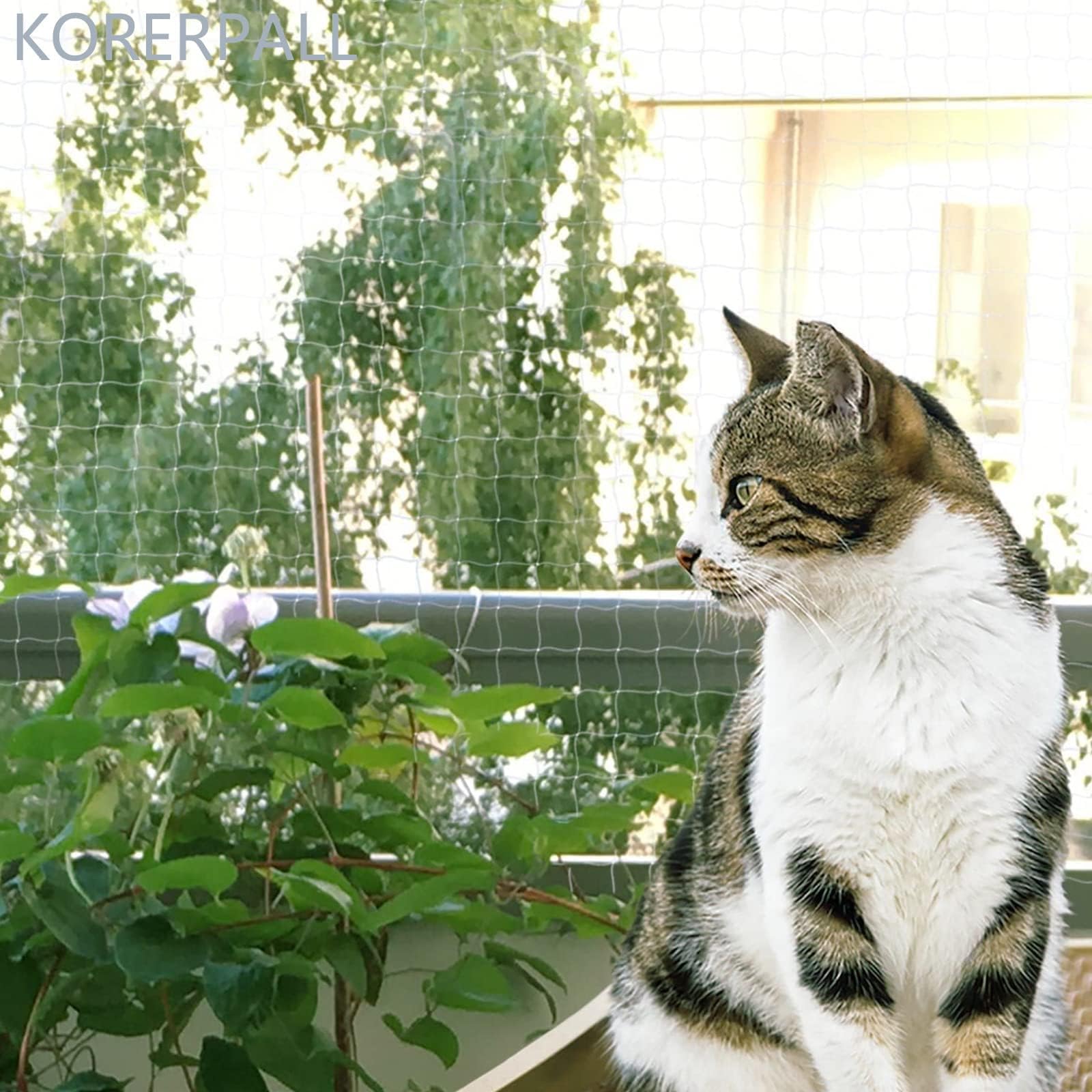 Cat Net for Balcony 8 x 6 m, Bird Protection Net, Tight Mesh Bird Net, Cat Protection Net for Balcony No Drilling - Image 4