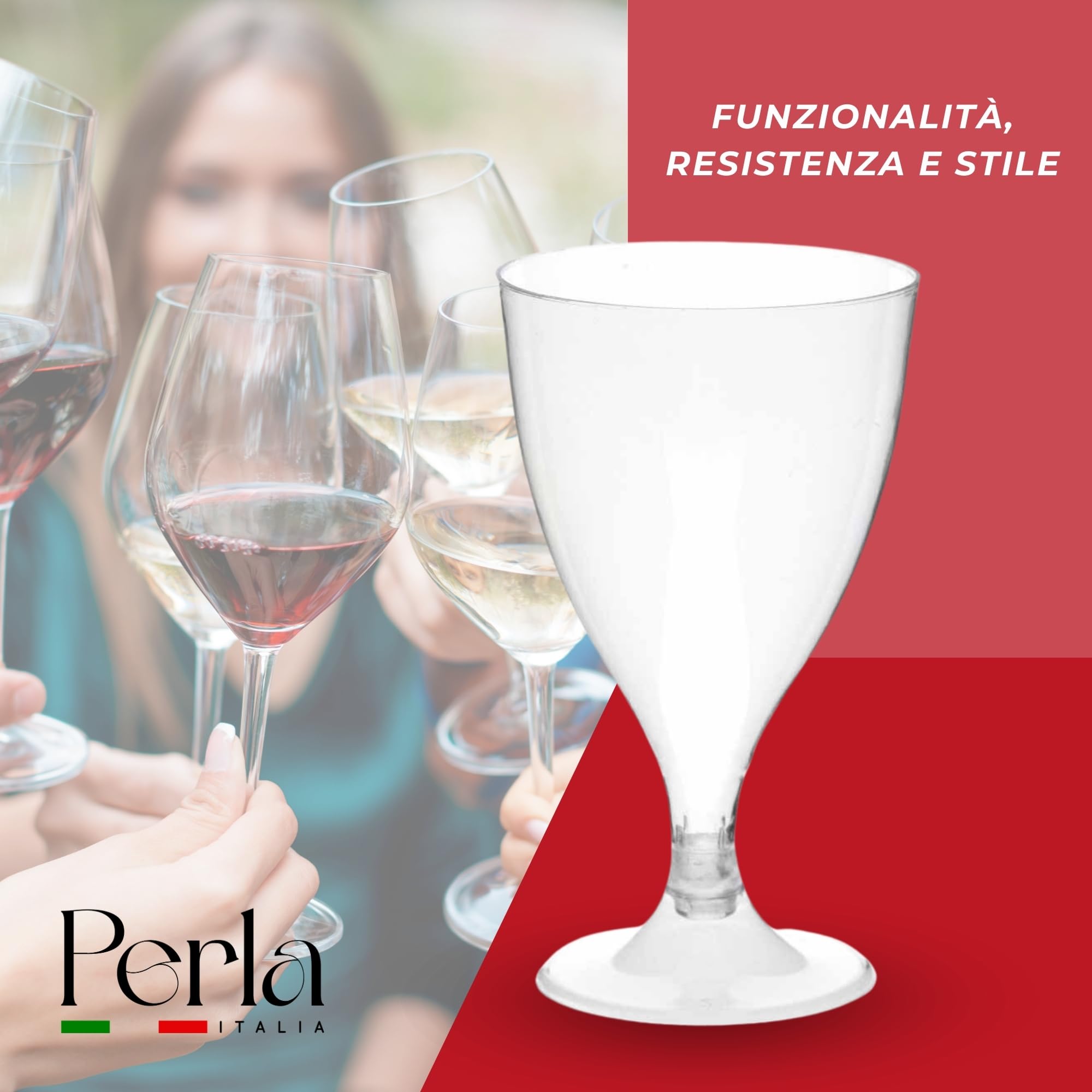 Calice Plastica Vino Gambo Blu Mediterraneo 200ml 2P (20 Pezzi - Foto 7