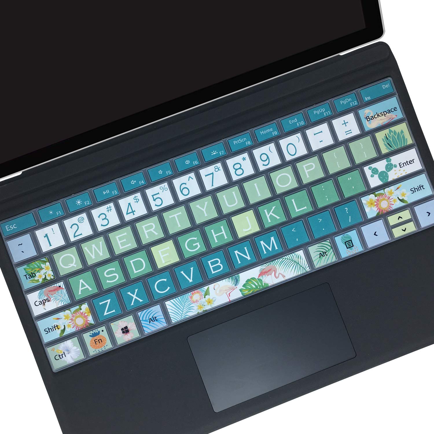 SANFORIN Keyboard Cover Skin for Microsoft Surface Pro 7 2019/Surface Pro 6 2018/Surface Pro 5 2017,Silicon Keyboard Protector with Big Letter Design,US Layout, Flamingo