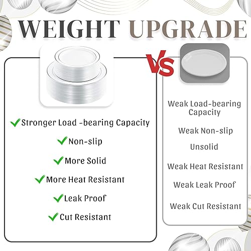 Vista 84 de WDF - Vajilla desechable de plástico para fiesta de boda, Dorado