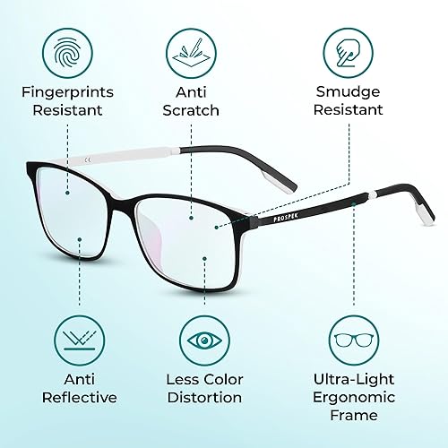 Miniatura 9 de Prospek Lentes de lectura para computadora de luz azul, ELITE para mujeres y hombres, aumento de 1.25, lente ámbar antirreflejo, 99% bloqueadores de