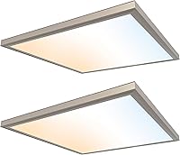 Vista 1 de Ultralux Panel de luz LED de 2x2 pies - Iluminación de borde, montaje en superficie para techo de hogar y oficina TRIAC regulable, sin parpadeo
