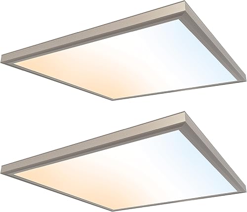 Ultralux TRIAC - Panel de luz de techo de montaje en superficie de 2 x 2 pies, delgado, iluminado en el borde, panel plano de montaje empotrado para