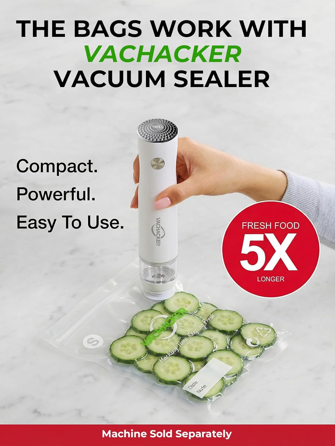 30 Pack Reusable Vacuum Sealer Bags with Valve, 10"x11" BPA Free Replacement Bags for Handheld Sealer, Perfect Starter Kit Refill, Dishwasher & Freezer Safe