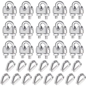 Pack of 15 Stainless Steel Clamp M3 Rope Clamp Wire Rope Thimbles U-bolt Clamp for Wire Rope Wire Rope Clamp for Wire Rope Steel Cable M3