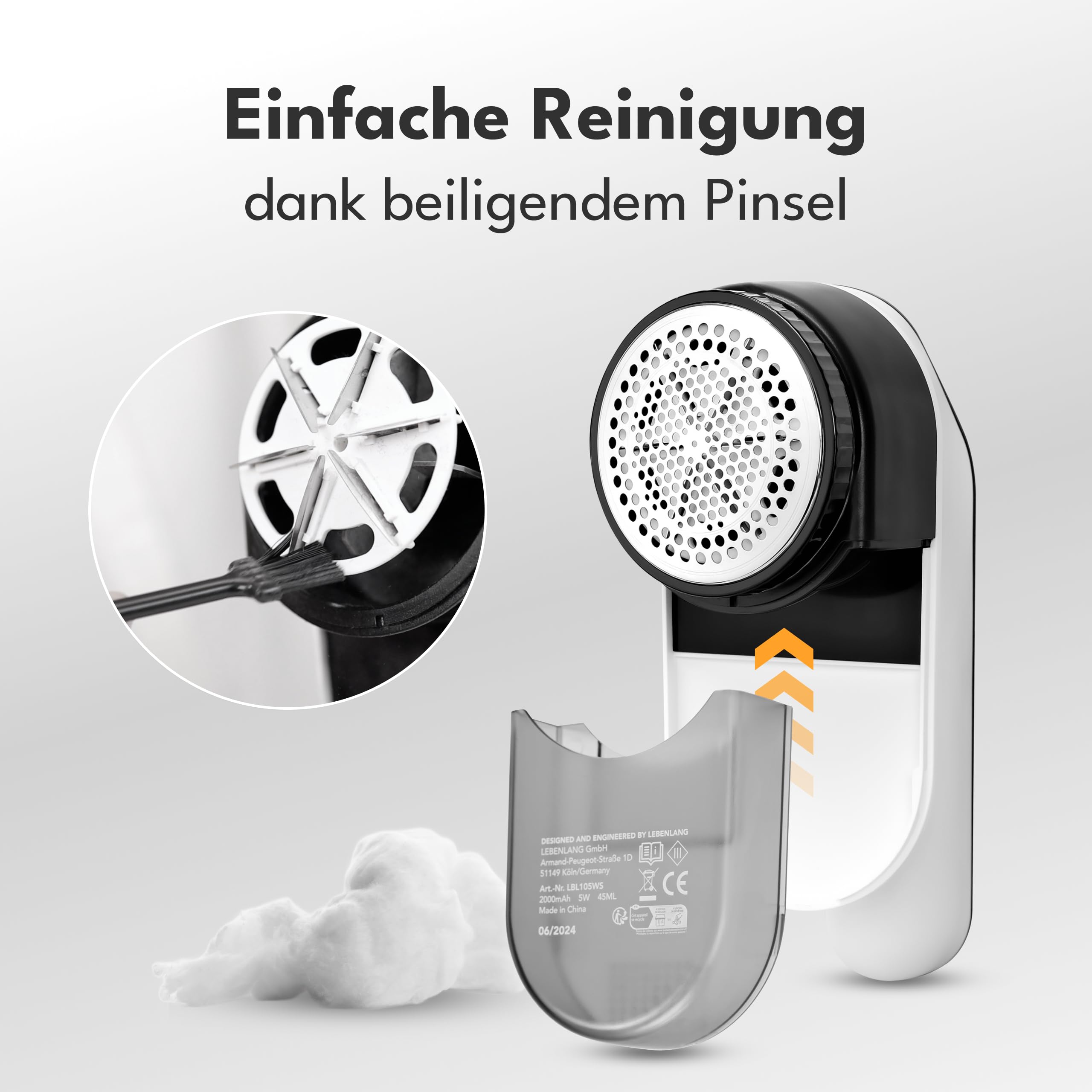 LEBENLANG Leva pelucchi elettronico ricaricabile 2000mAh – Incl. Display LED & Spazzola per Pulizia | Togli rimuovi maglioni Tira peluche Fino a 2 ore di autonomia Macchinetta levapelucchi elettrico