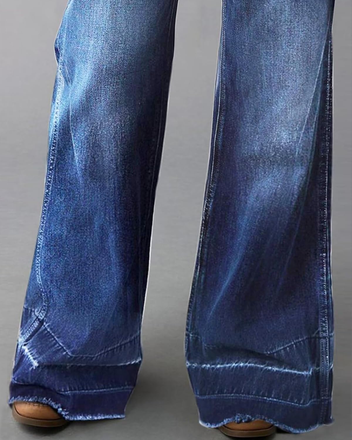 Wide Straight Leg Stretchy Jeans for Women Mid High Waisted Baggy Denim Pants with Deep Pockets. - Image 5