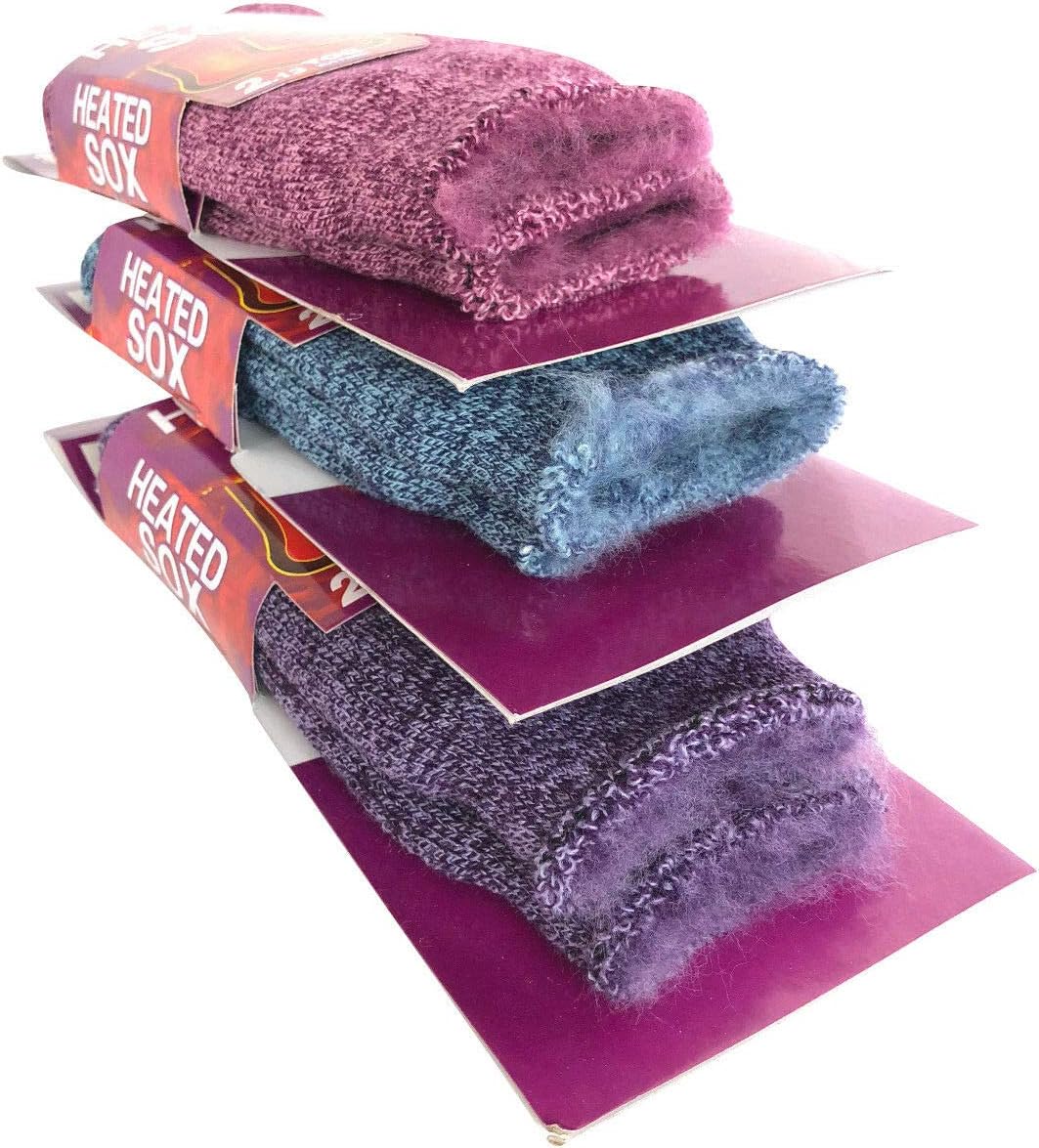 NY GOLDEN FASHION 3 Pairs Women Heated Sox Thermal Insulated Winter Heavy Duty Thick Crew Socks (Mix 3 Pairs (Purple/Blue/Pink)) - Image 2